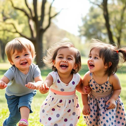 A candid photograph of children laughing and playing at a park during a family photoshoot in Discovery Park.