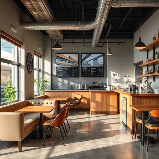 A photograph showcasing the interior of a newly renovated Seattle coffee shop with a focus on the comfortable seating.