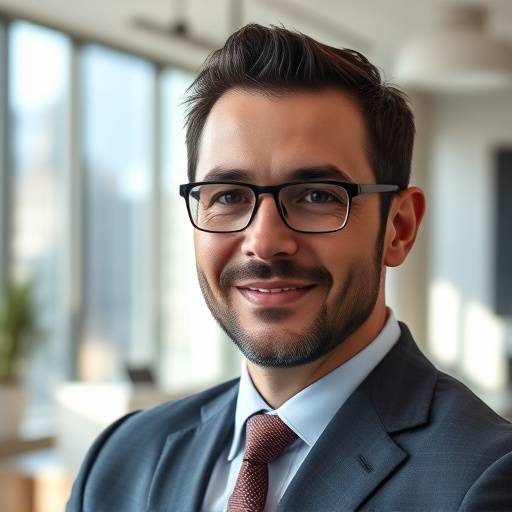 A professional headshot of a businessman in a suit, taken in a modern office setting in downtown Seattle.