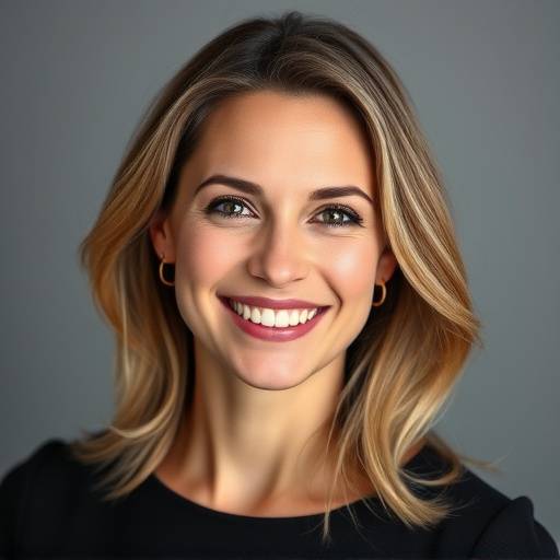 A professional headshot of Anya Petrova, the founder and lead photographer of Luminous Lens Studio, smiling confidently.