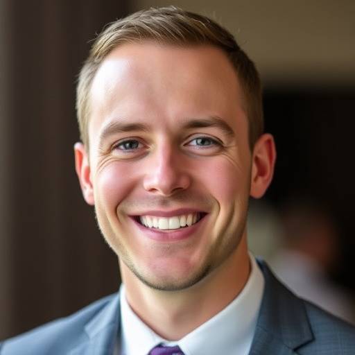 A smiling portrait of Ben Carter, a wedding and event photographer at Luminous Lens Studio.